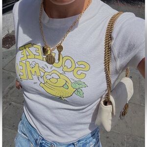 Re/Done Vintage White 90s Baby Tee Squeeze Me